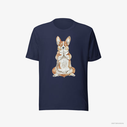 Corgi Meditating during Yoga Navy T-Shirt