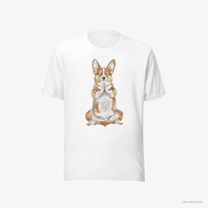 Corgi Meditating during Yoga White T-Shirt