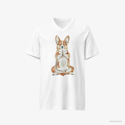 Corgi Meditating during Yoga White T-Shirt