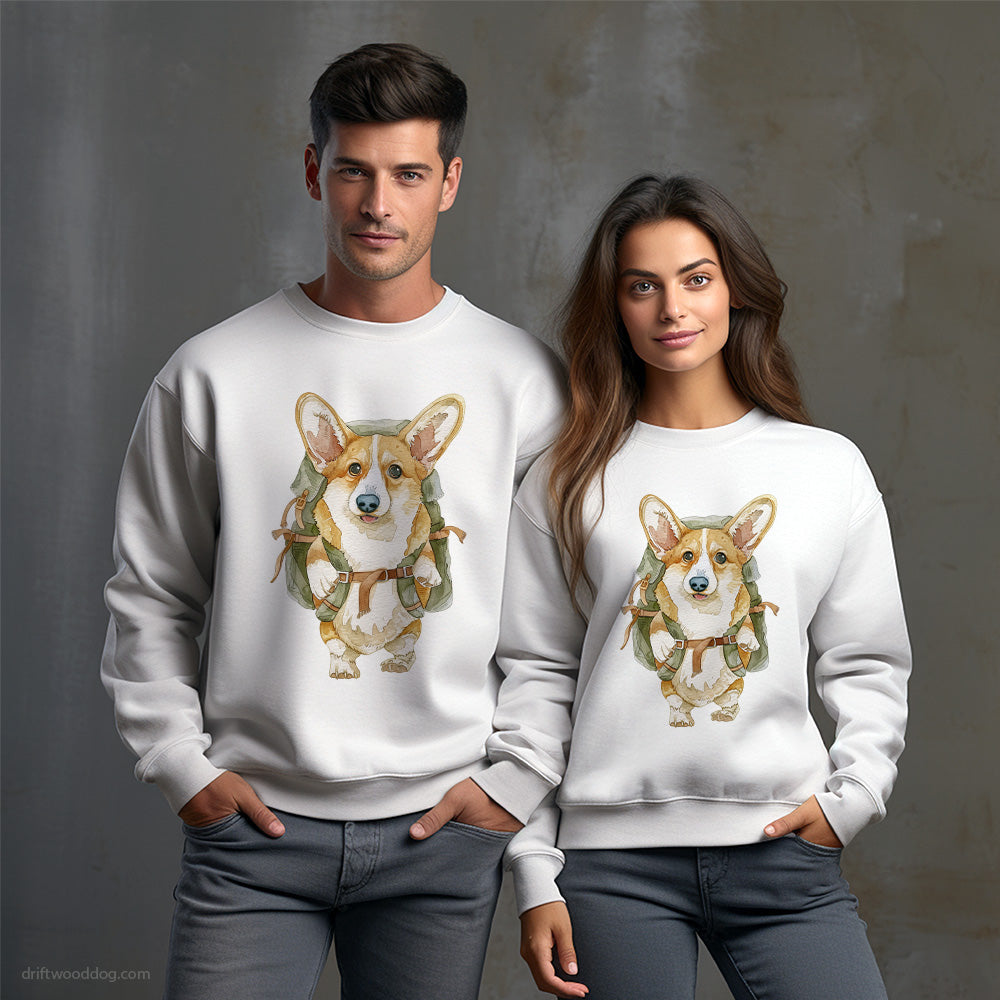 Corgi with a Backpack Sweatshirt – Unisex Sweatshirt for Dog Owners