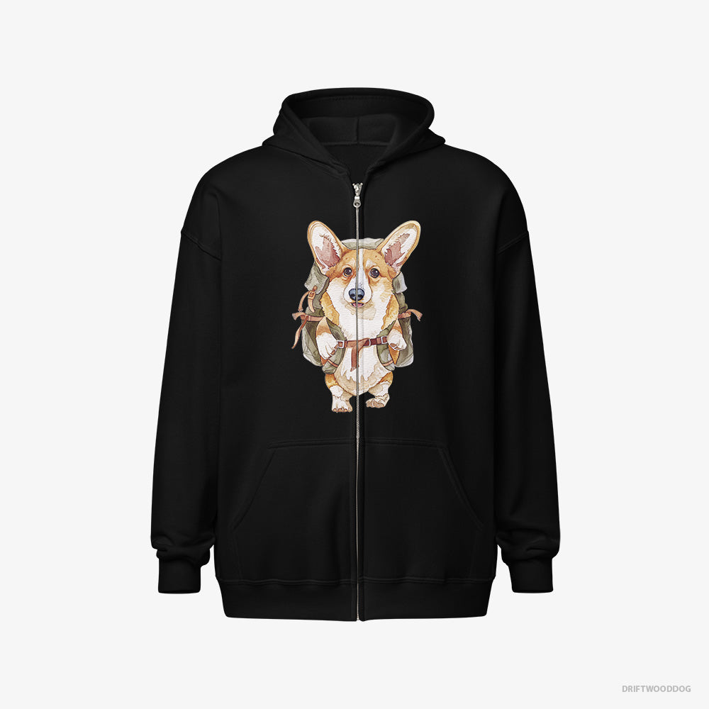 Corgi with a Backpack Full-Zip Hoodie