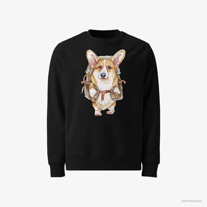 Corgi with a Backpack Black Sweatshirt