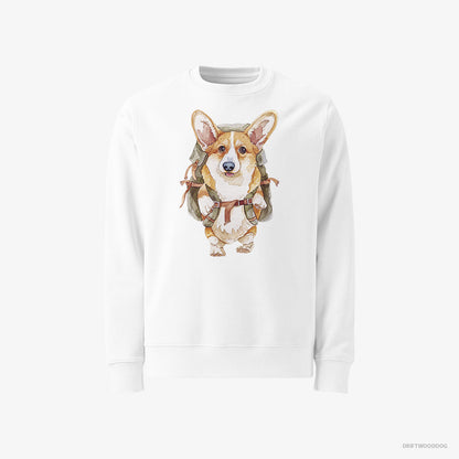 Corgi with a Backpack White Sweatshirt