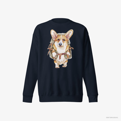 Corgi with a Backpack Navy Sweatshirt