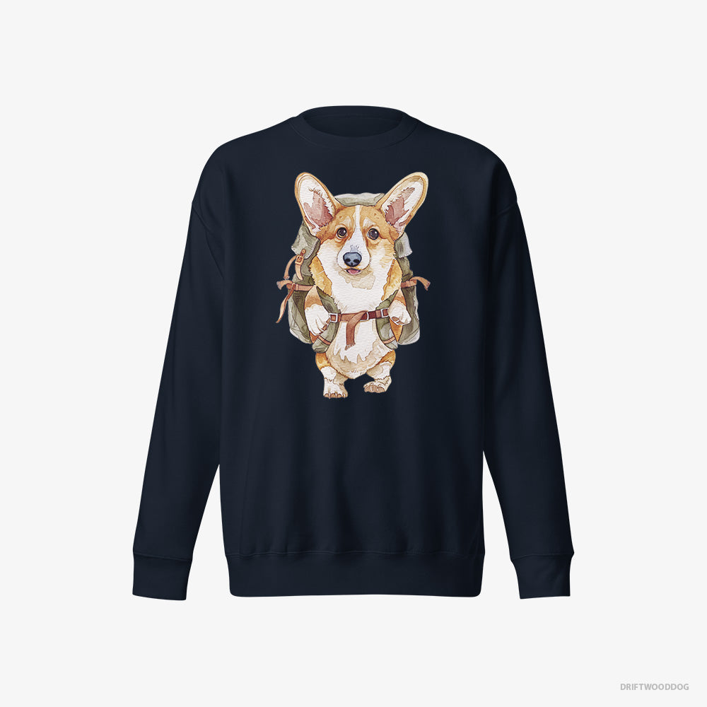 Corgi with a Backpack – Men's Sweatshirt Navy Eco – Eco-Friendly