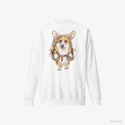 Corgi with a Backpack White Sweatshirt