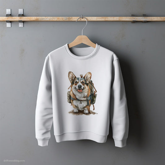 Excited Corgi Ready for Hiking Sweatshirt – Unisex Sweatshirt for Dog Lovers