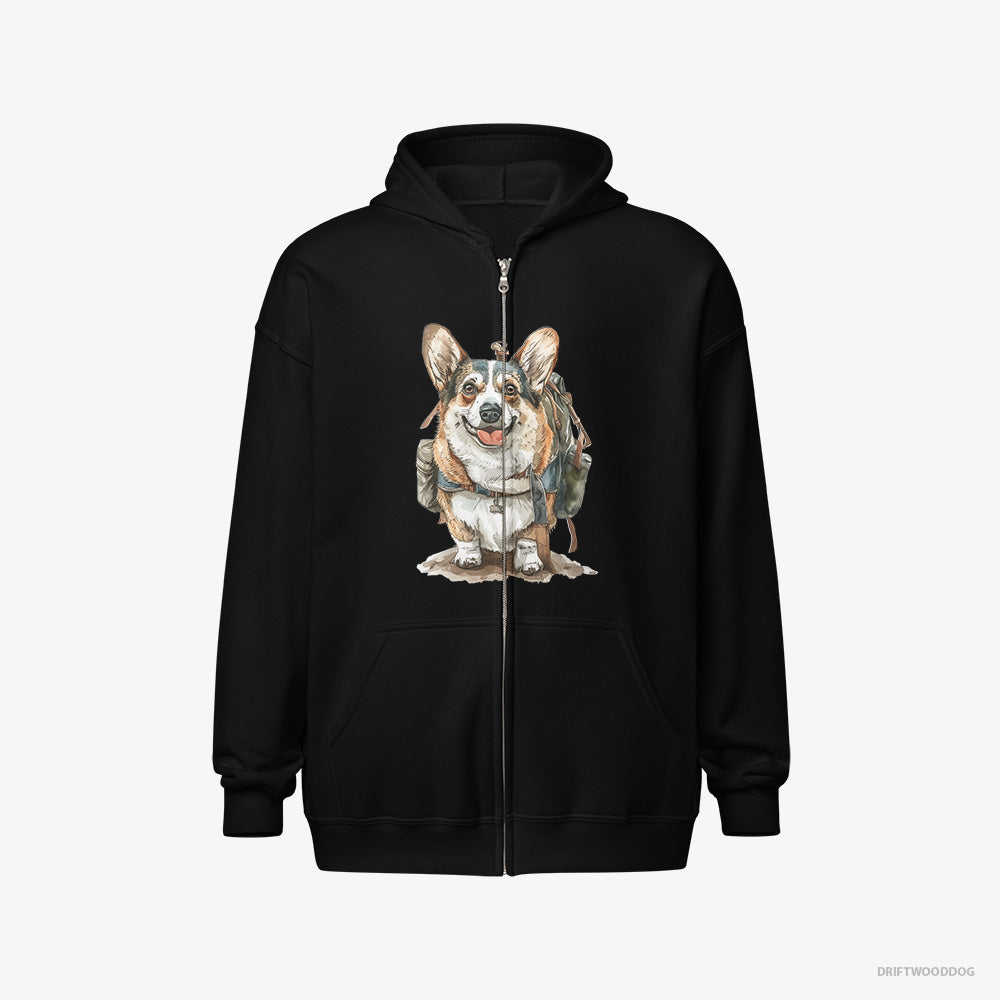 Corgi Ready for Hiking Full-Zip Hoodie