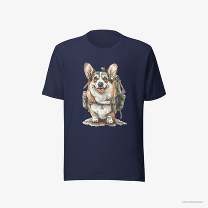 Corgi Ready for Hiking Navy T-Shirt