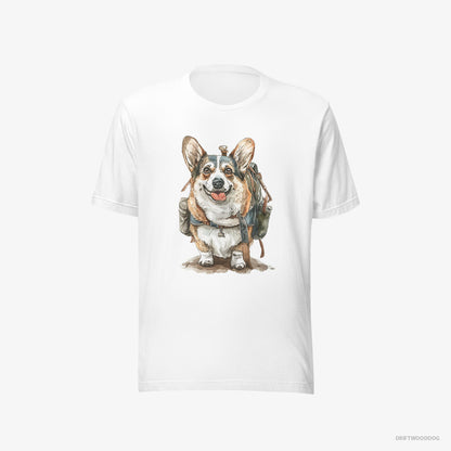 Corgi Ready for Hiking White T-Shirt