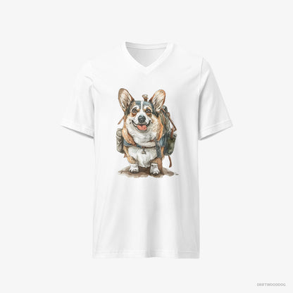 Corgi Ready for Hiking White T-Shirt