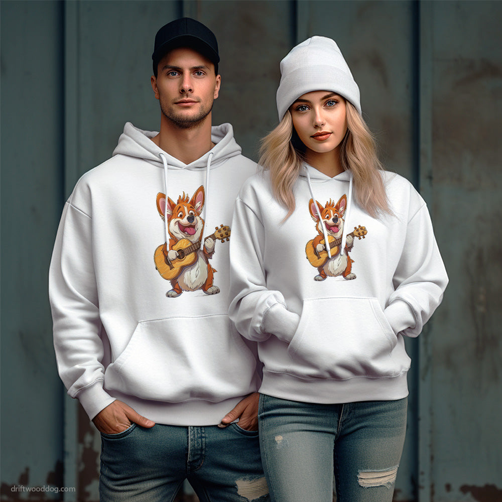 Corgi Playing Guitar Hoodie – Unique Dog Hoodies for Pet Lovers Gift