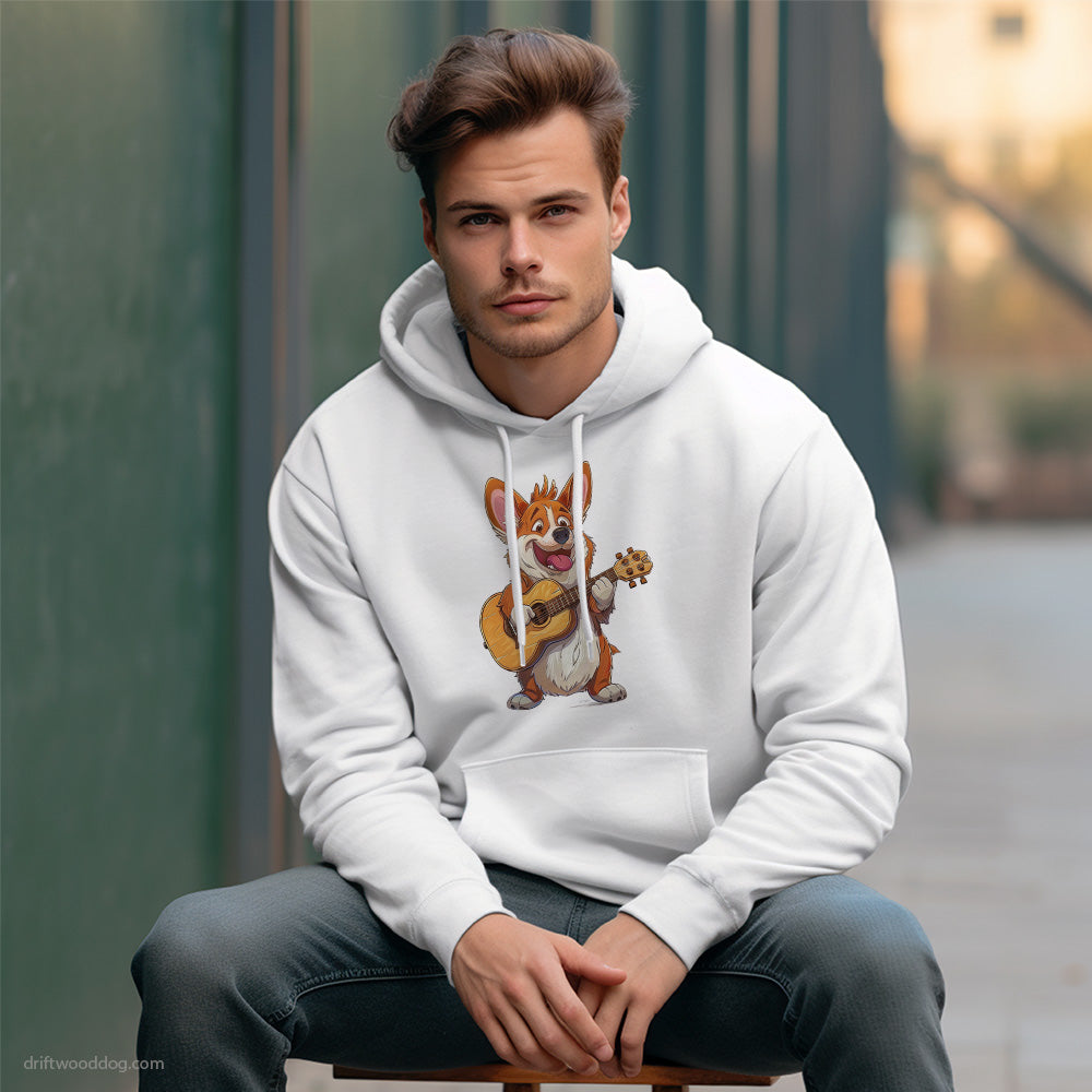 Corgi Playing Guitar Hoodie – Custom Dog Hoodies for Men