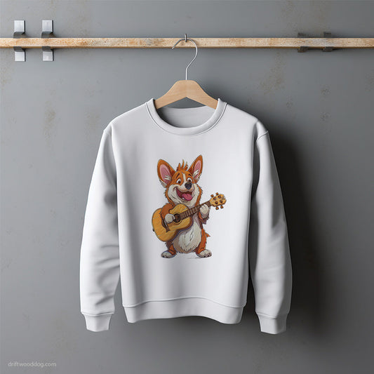 Corgi Playing Guitar Sweatshirt – Unisex Sweatshirt for Dog Lovers