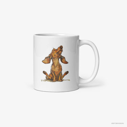 Dachshund Doing Yoga White Mug