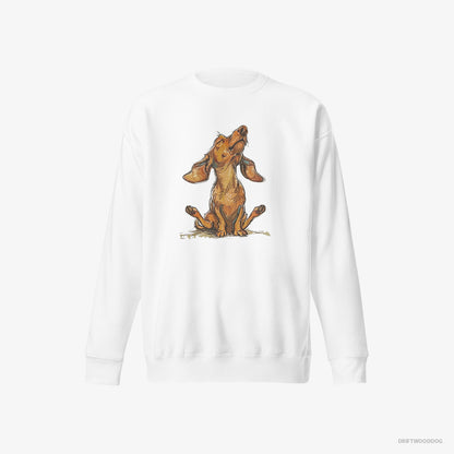 Dachshund Doing Yoga White Sweatshirt