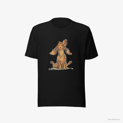 Dachshund Doing Yoga Black T-Shirt