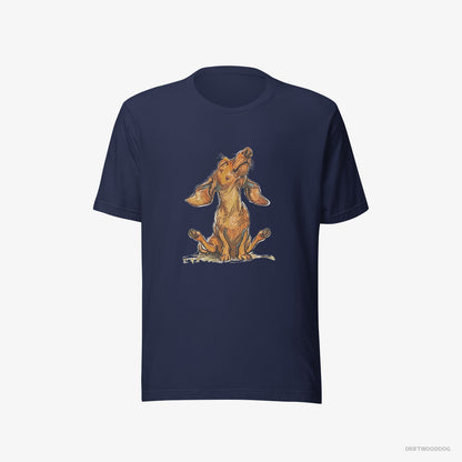 Dachshund Doing Yoga Navy T-Shirt