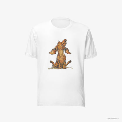 Dachshund T-Shirt – Men White T-Shirt Eco-Friendly – Doing Yoga (on White Background)