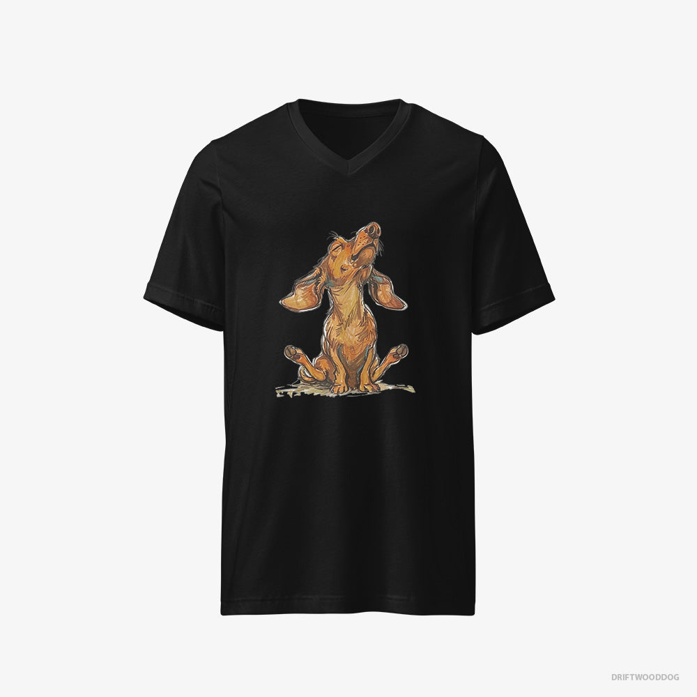 Dachshund Doing Yoga – Men's T-Shirt Black V-Neck – V-Neck