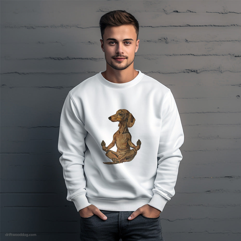 Dachshund Meditating during Yoga Sweatshirt – Unique Dog Sweatshirt for Men