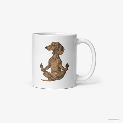 Dachshund Meditating during Yoga White Mug