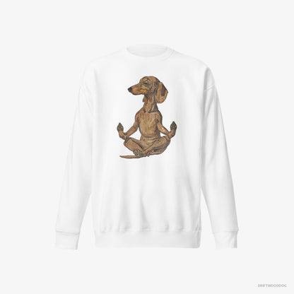 Dachshund Meditating during Yoga White Sweatshirt