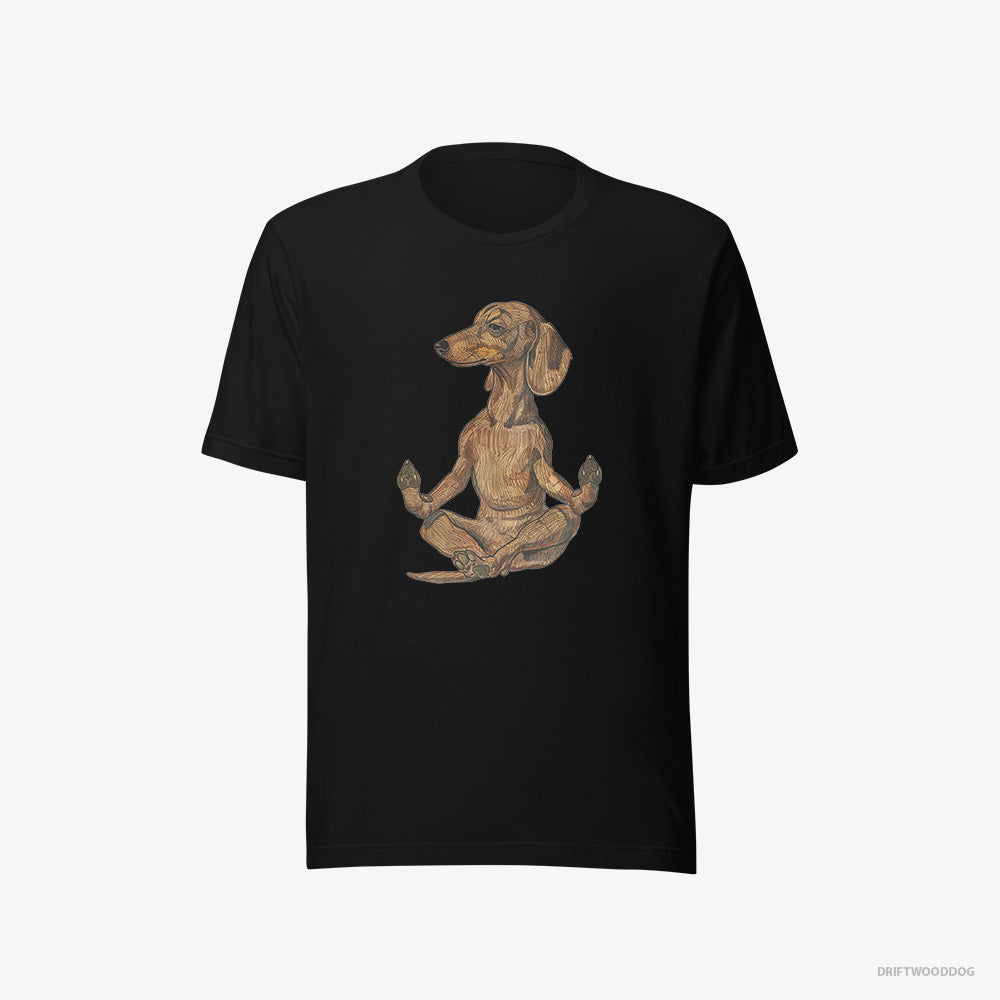 Dachshund T-Shirt – Men Black T-Shirt Eco-Friendly – Meditating during Yoga (on White Background)