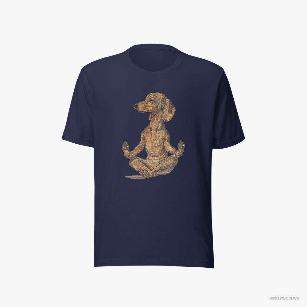 Dachshund T-Shirt – Men Navy T-Shirt Eco-Friendly – Meditating during Yoga (on White Background)