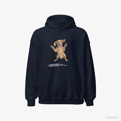 Dachshund Jumping Navy Hoodie