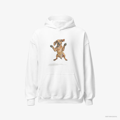 Dachshund Jumping White Hoodie