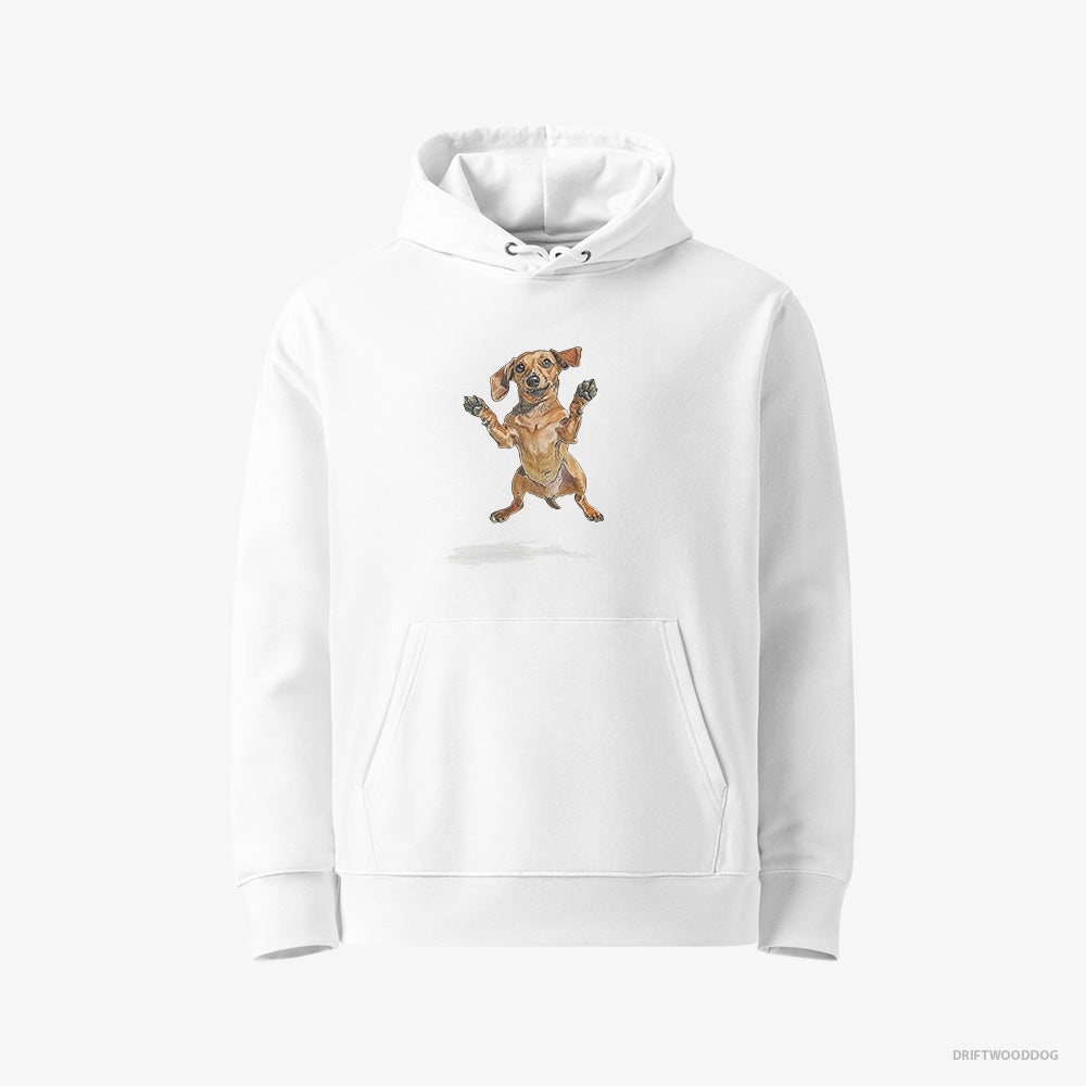 Excited Dachshund Jumping – Women's Hoodie White Eco – Eco-Friendly