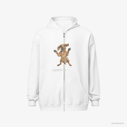 Dachshund Jumping White Hoodie