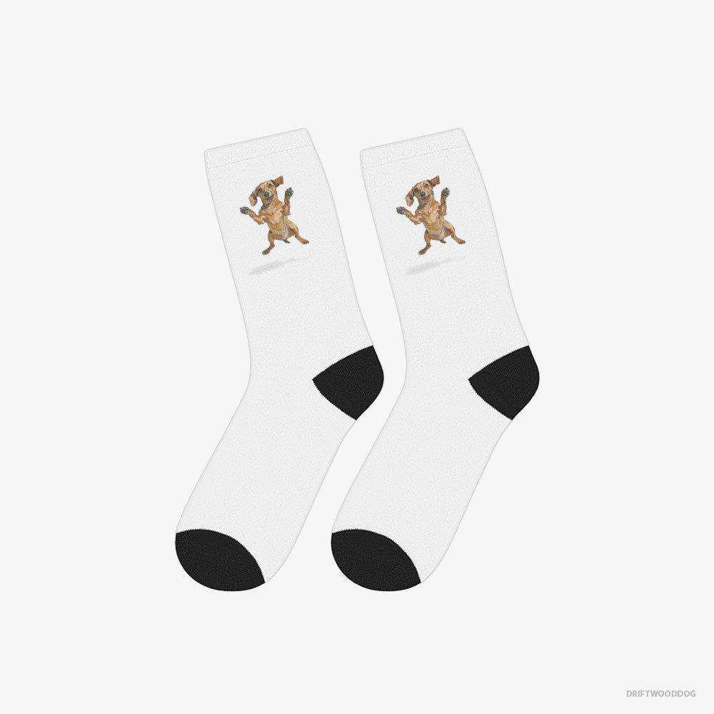 Excited Dachshund Jumping – Socks White – Classic