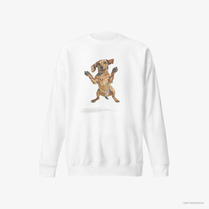 Dachshund Jumping White Sweatshirt