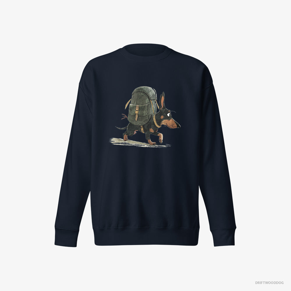 Black Dachshund Backpacking – Men's Sweatshirt Navy Eco – Eco-Friendly