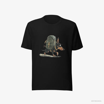 Dachshund Backpacking Black T-Shirt