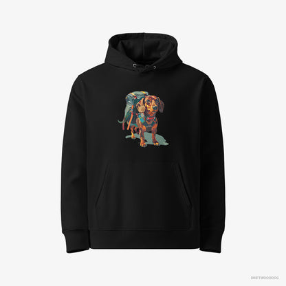 Dachshund Ready for Hiking Black Hoodie