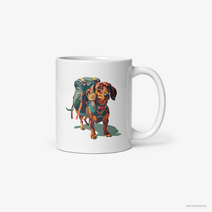 Dachshund Ready for Hiking White Mug