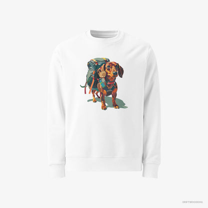 Dachshund Ready for Hiking White Sweatshirt