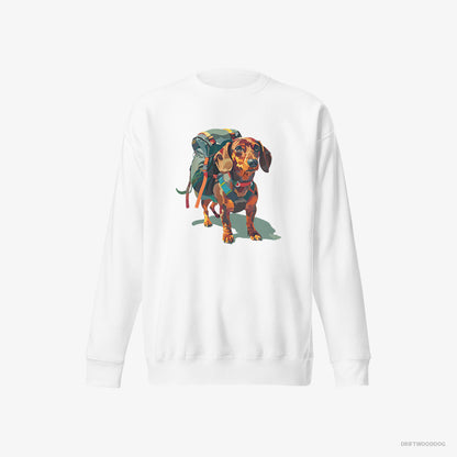 Dachshund Ready for Hiking White Sweatshirt