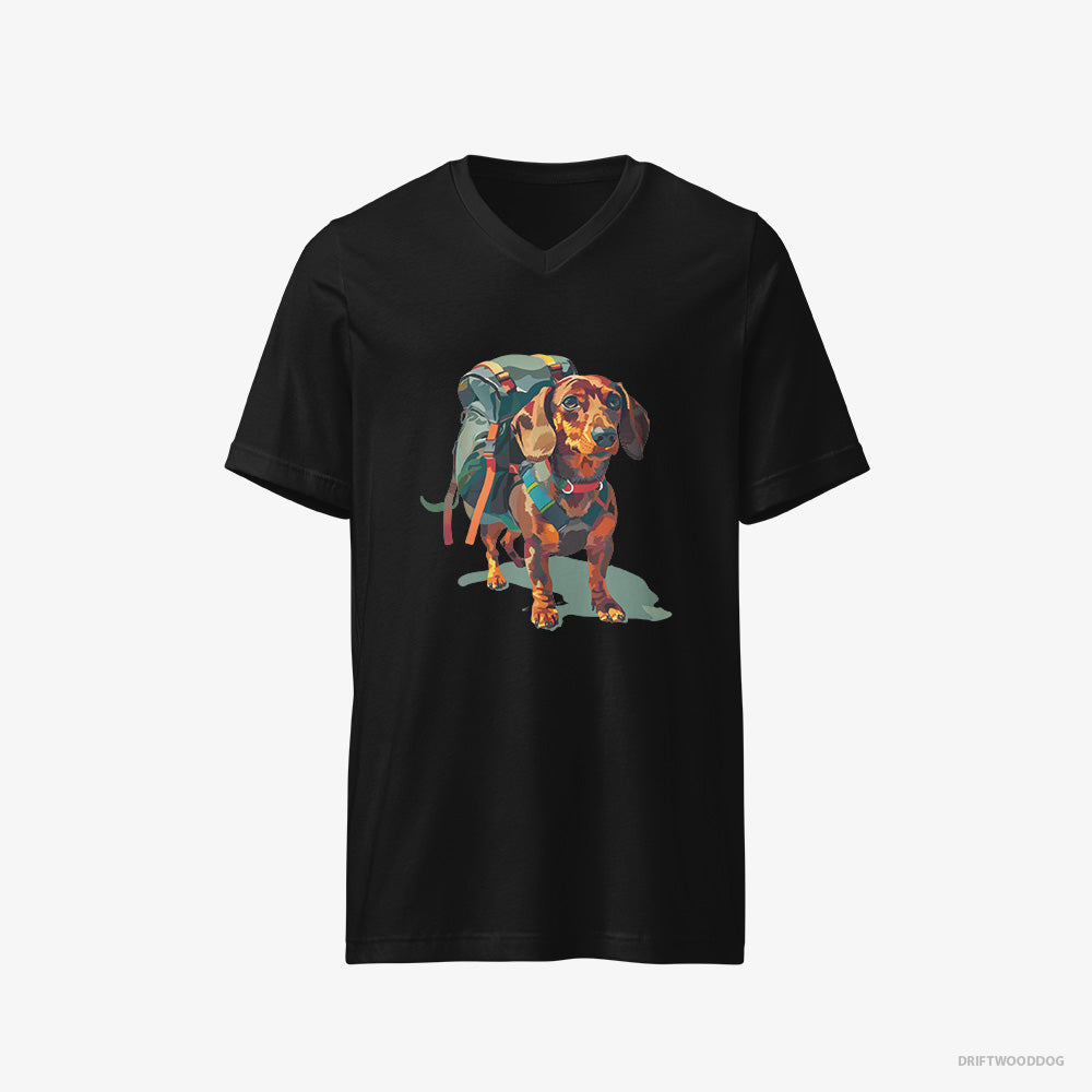 Dachshund Ready for Hiking – Men's T-Shirt Black V-Neck – V-Neck