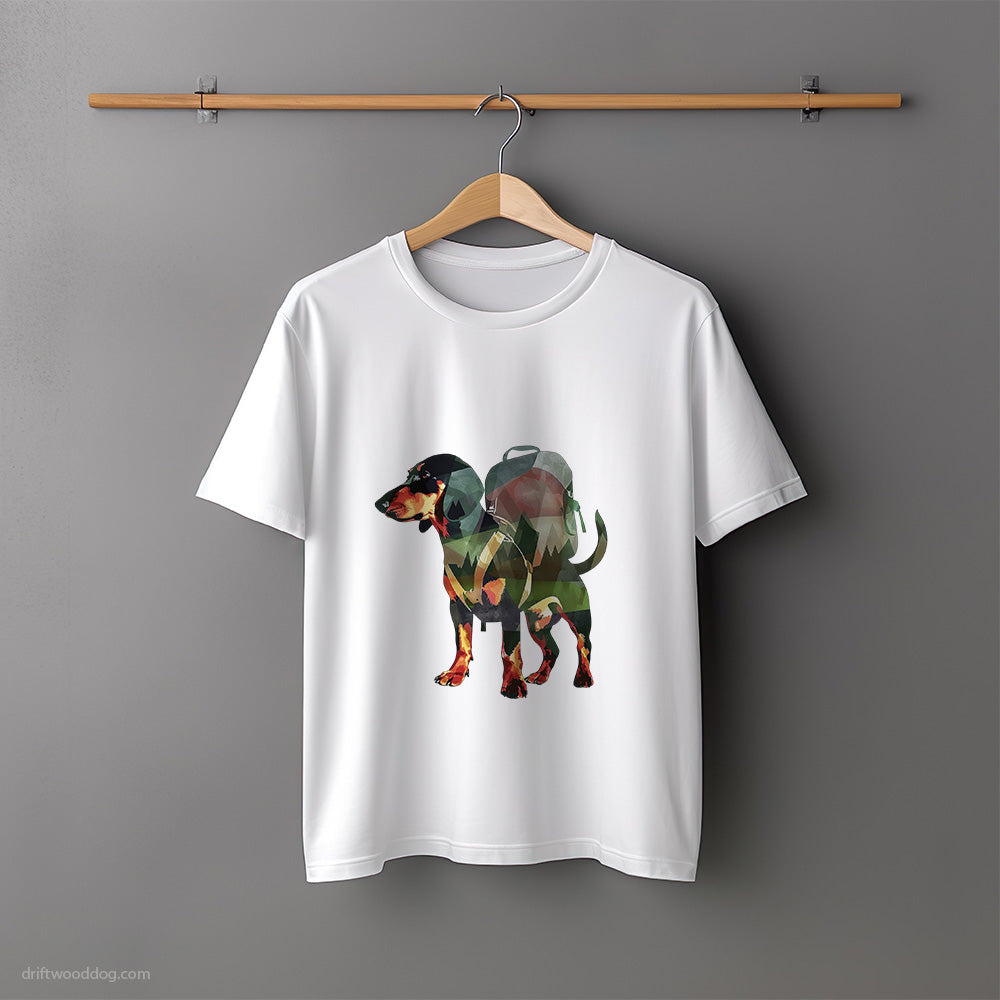 Black Dachshund with a Backpack T-Shirt – Unisex Tee for Dog Lovers