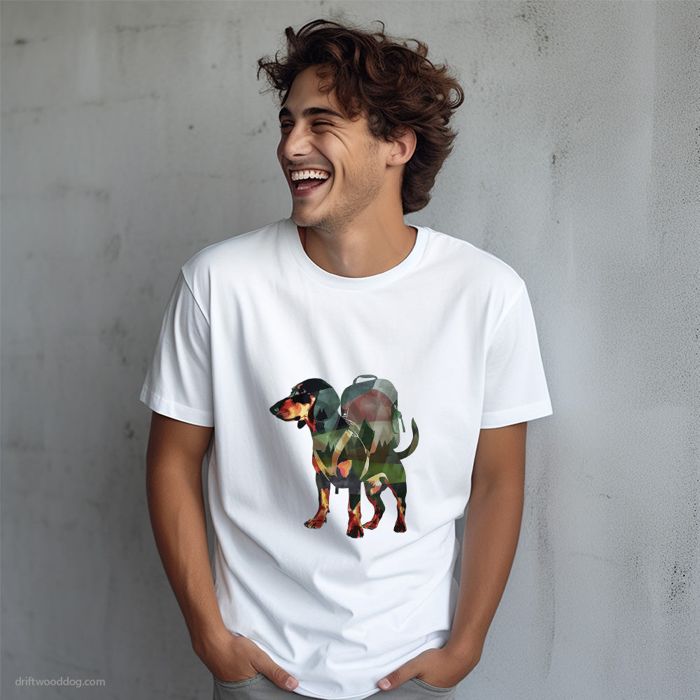 Black Dachshund with a Backpack T-Shirt – Dog T-Shirt for Men