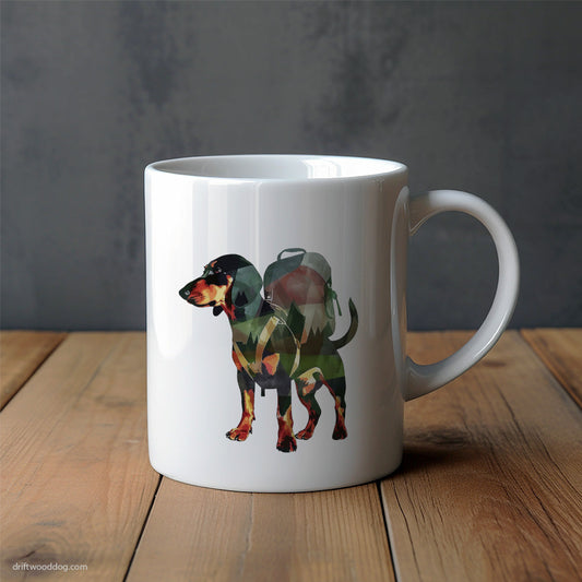 Black Dachshund with a Backpack Mug – Unique Dog Cups | Dog-Themed Mugs