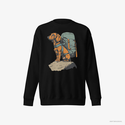 Dachshund Backpacking Expedition Black Sweatshirt