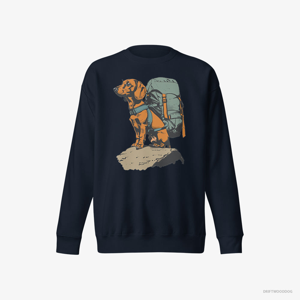 Dachshund Backpacking Expedition – Men's Sweatshirt Navy Eco – Eco-Friendly