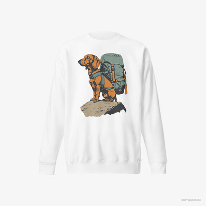 Dachshund Backpacking Expedition White Sweatshirt