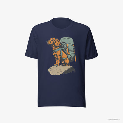 Dachshund T-Shirt – Men Navy T-Shirt Eco-Friendly – Backpacking Expedition (on White Background)