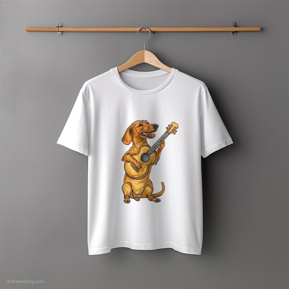 Dachshund with a Guitar T-Shirt – Unisex Tee for Dog Lovers